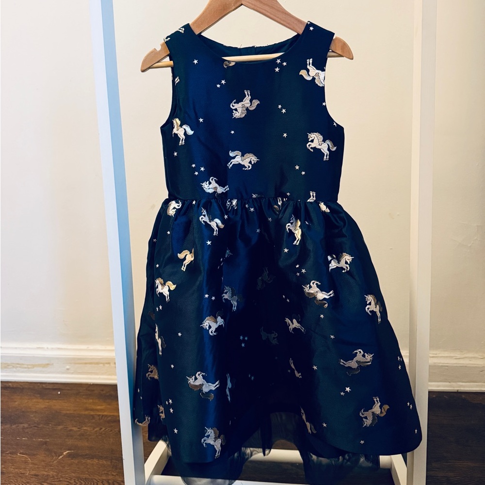 H&M Dark Blue Dress with Unicorn Pattern